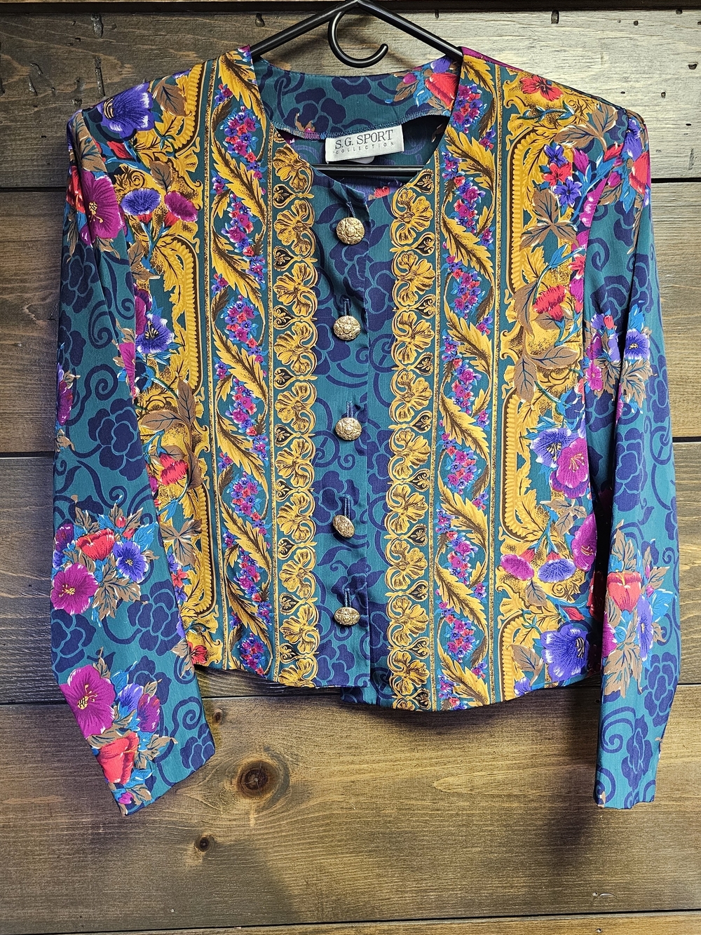 S.G. Sport Vibrant Floral Baroque Jacket - Teal & Gold